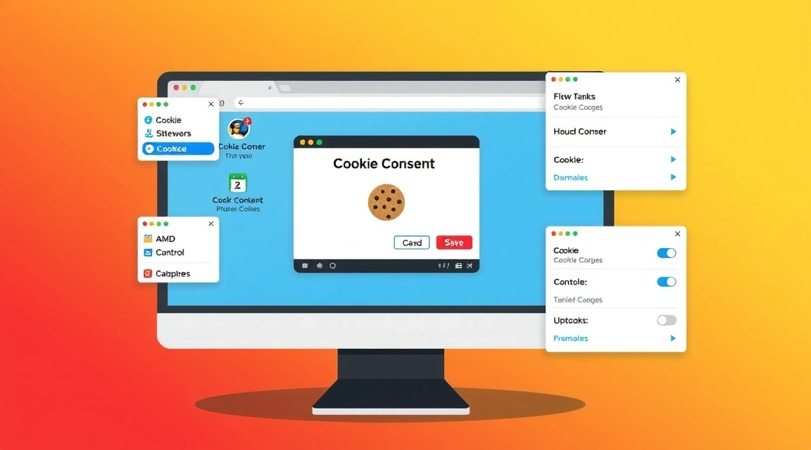 Illustration of cookie consent options and browser settings