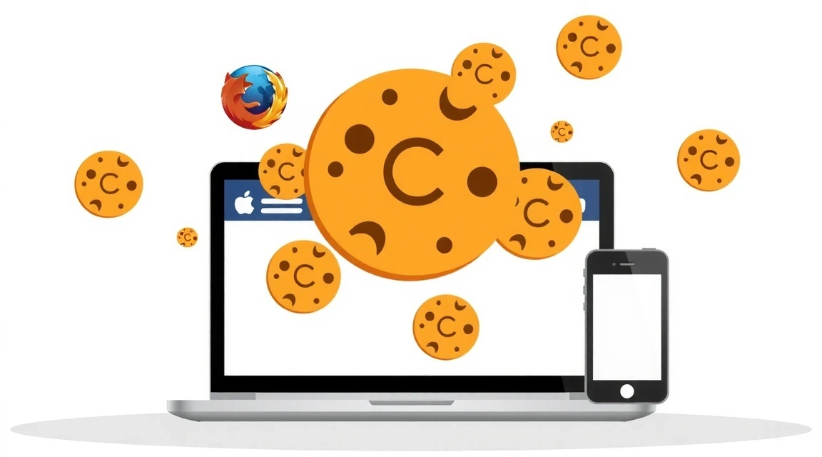 Illustration of browser cookies being stored on a device