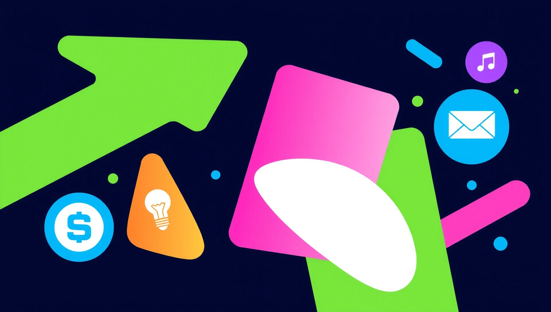 Dynamic, modern marketing concept with abstract shapes and digital elements representing growth and innovation