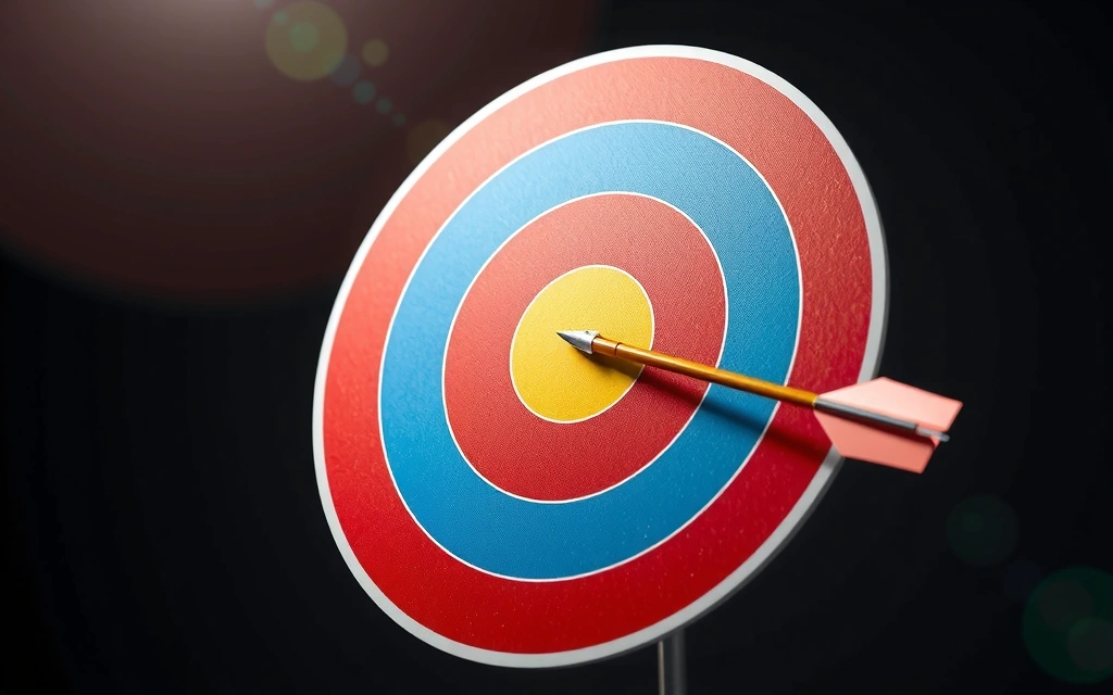 A magnified target symbol with an arrow hitting the bullseye, representing precise lead generation.