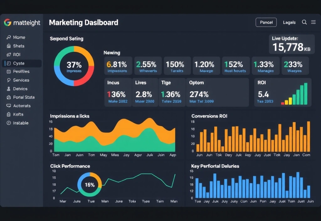 A dashboard displaying real-time campaign performance metrics, including clicks, impressions, and conversions.