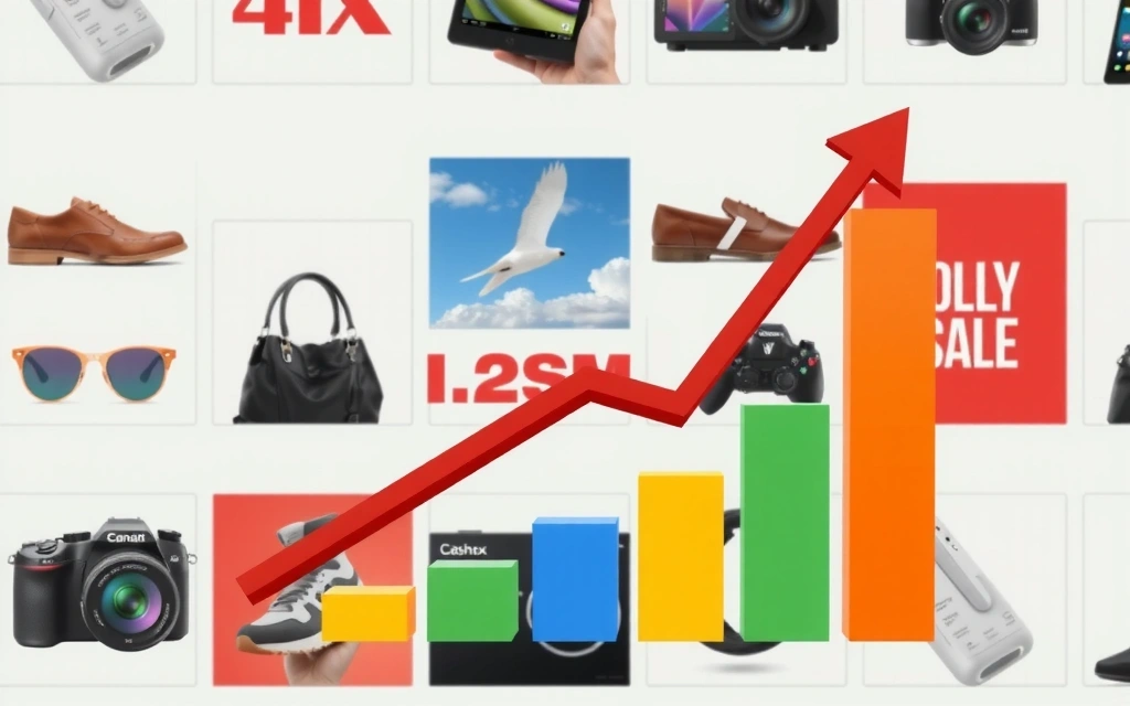 A graph showing a steep increase in sales, representing a successful e-commerce paid ad campaign.