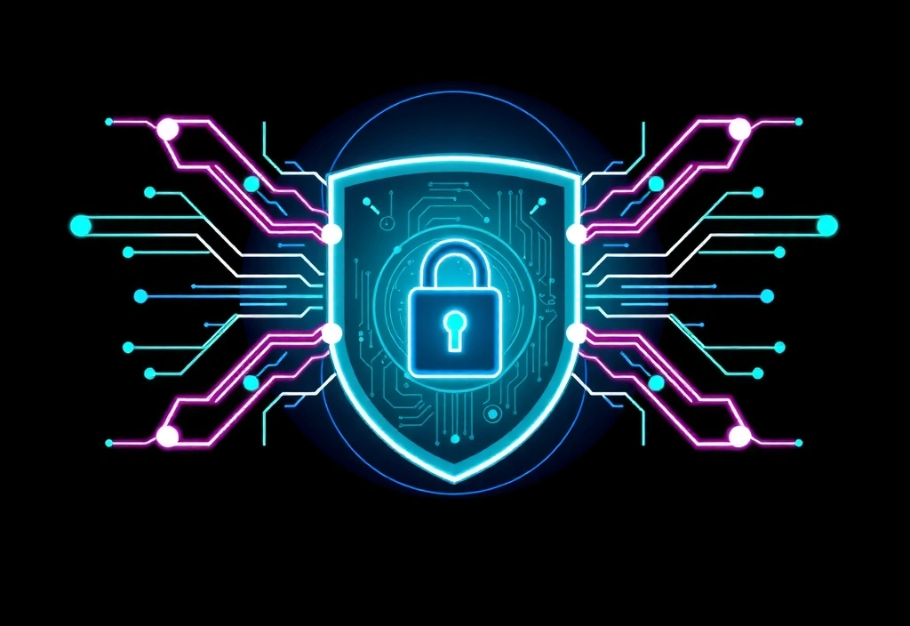 Abstract security shield with digital lock