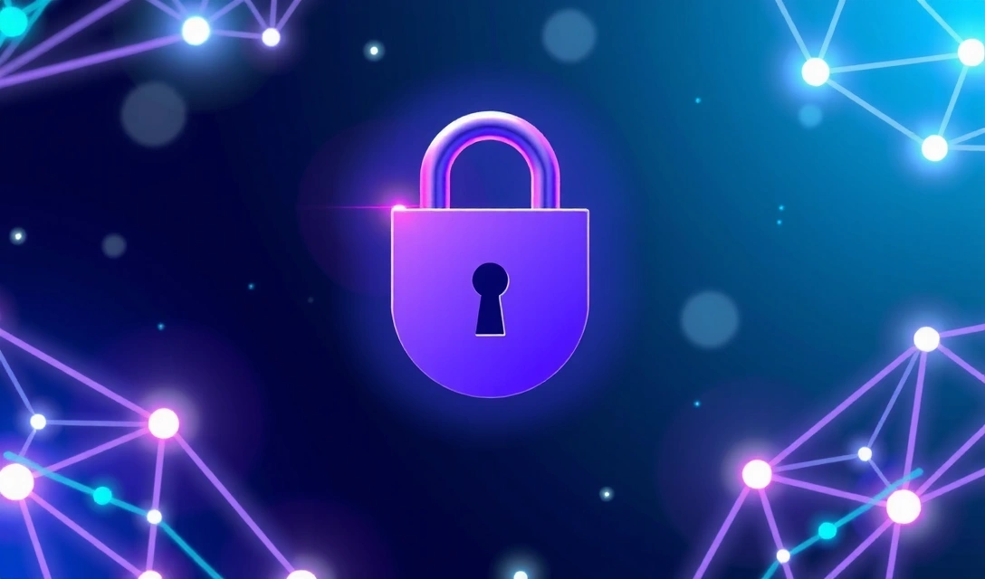Digital privacy concept with padlock and data streams