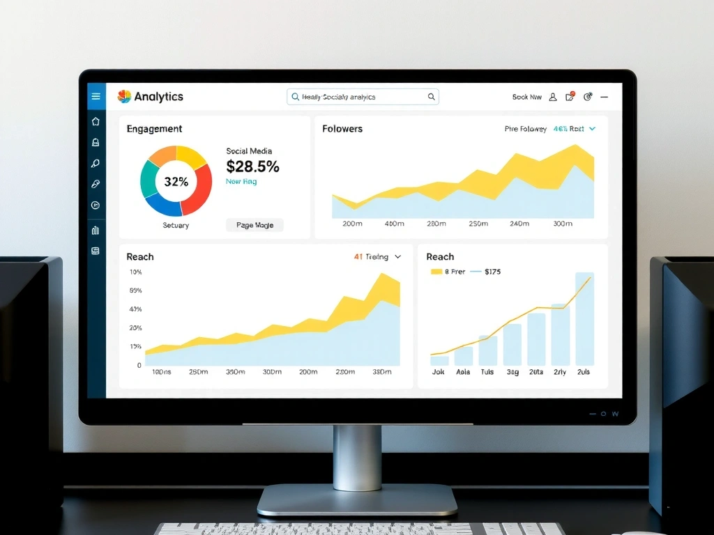 Detailed social media analytics dashboard showing graphs and data