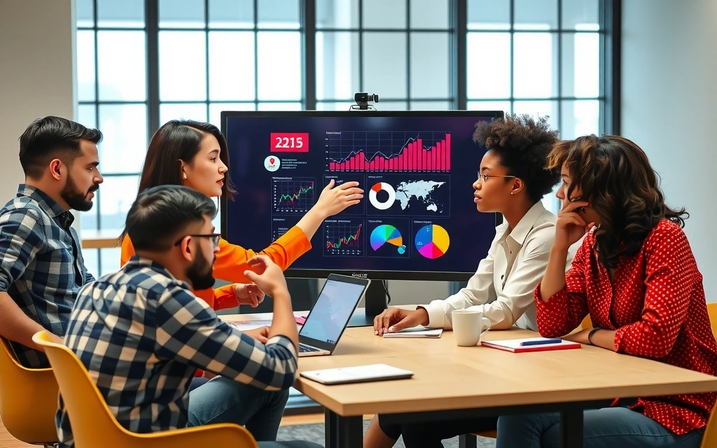 Digital marketing team collaborating on a project