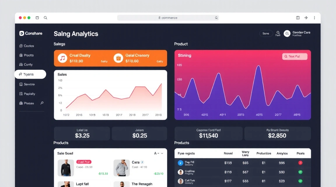 E-commerce website dashboard showing sales analytics